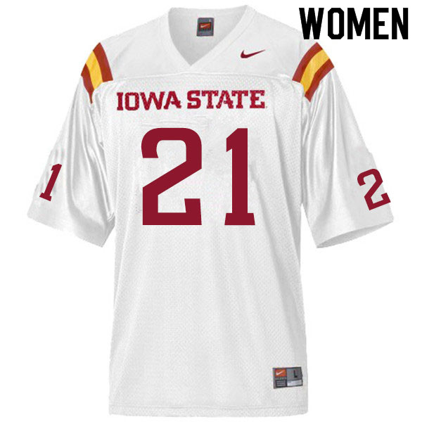 Women #21 Cole Pedersen Iowa State Cyclones College Football Jerseys Sale-White
